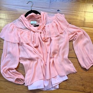 J. Crew Soft Coral Blouse with Ruffle Detail